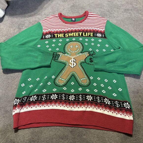 Route 66‎ The Sweet Life Green Red Ugly Christmas Sweater Men's 2xl - Picture 1 of 2